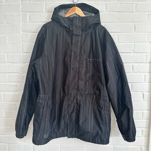 Burton Esquire Jacket Mens XL DryRide Black Stripe Ski Snowboarding Coat Hood